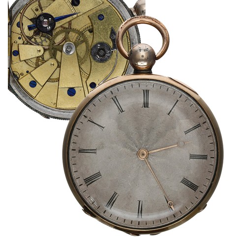 630 - Continental white metal cylinder dress pocket watch, unsigned gilt frosted movement with gilt three ... 