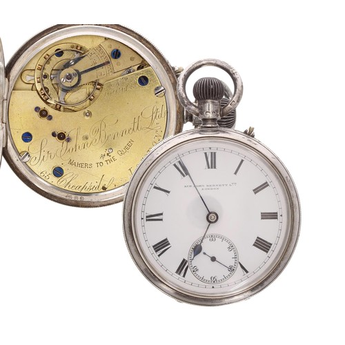 631 - Sir John Bennett Ltd silver lever engine turned pocket watch, London 1901, signed movement and dial,... 