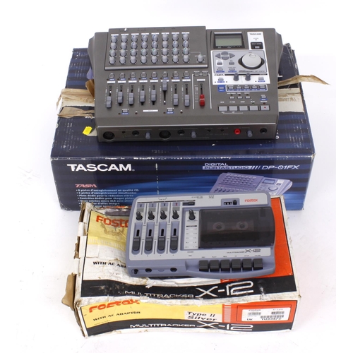 1265 - Tascam Digital Portastudio DP-01FX, boxed; together with a Fostex X-12 multi-tracker tape recorder (... 