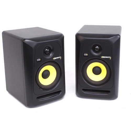 1294 - Pair of KRK Rokit 5 Powered Near-field studio monitor speakers, with user guide and associated cable... 