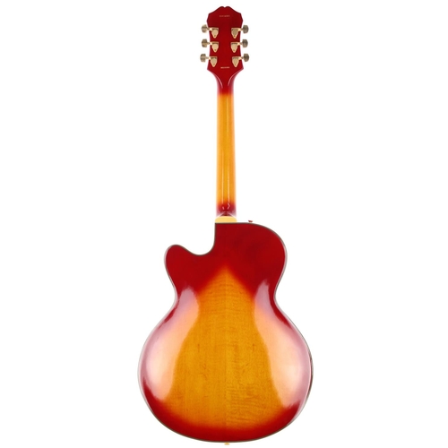 197 - 1995 Epiphone Joe Pass hollow body electric guitar, made in Korea; Body: cherry sunburst finish, a f... 