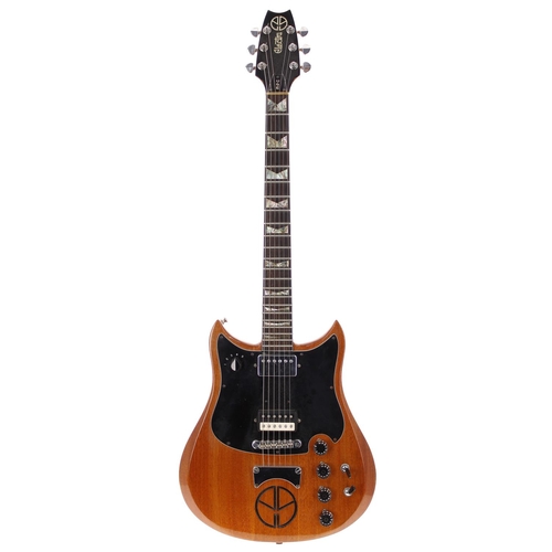 307 - Electra MPC Outlaw X710 electric guitar, made in Japan; Body: natural mahogany with rare branded Pea... 
