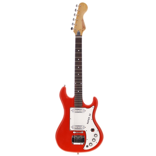 145 - 1960s Watkins Rapier 22 electric guitar, made in England; Body: red refinish, dings and blemishes; N... 