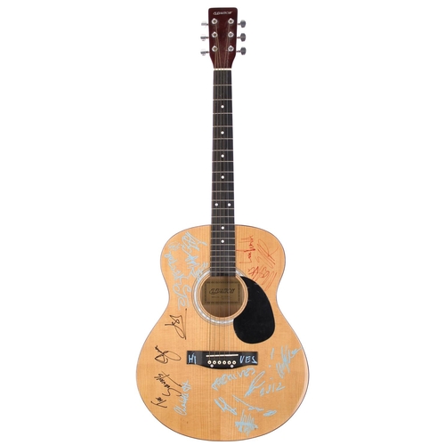 377 - Artists various - autographed Elevation acoustic guitar, signed by members of The Subways, The Hives... 