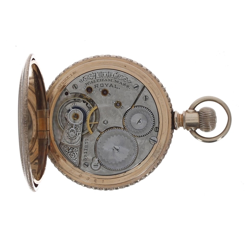 74 - Clean American Waltham 'Royal' gold filled lever hunter pocket watch, circa 1892, serial no. 5911837... 