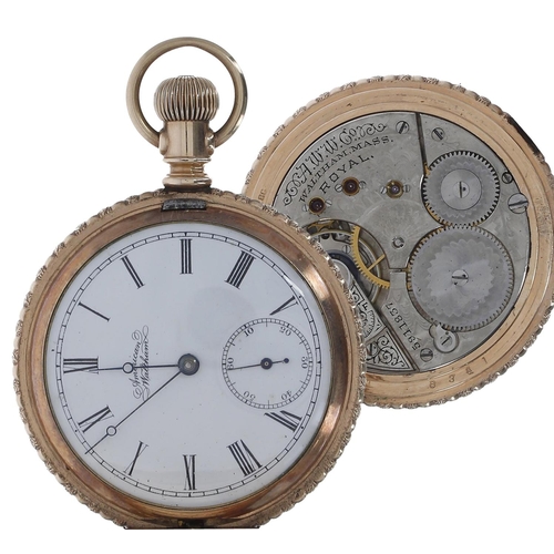 74 - Clean American Waltham 'Royal' gold filled lever hunter pocket watch, circa 1892, serial no. 5911837... 