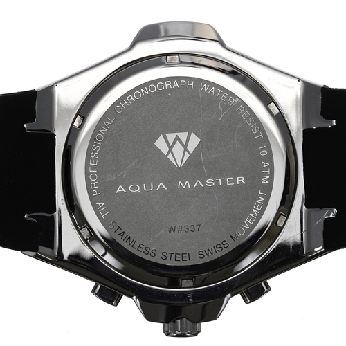 58 - Aqua Master Chronograph stainless steel gentleman's wristwatch, black dial, black rubber strap, quar... 