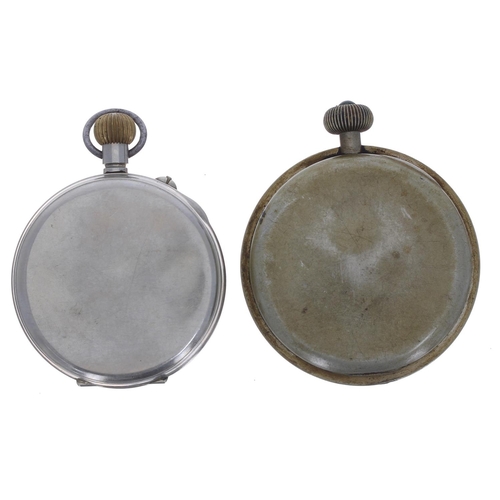 77 - Goliath nickel cased lever pocket watch for repair, 65mm; together with a Waltham Watch Co. 8 days n... 