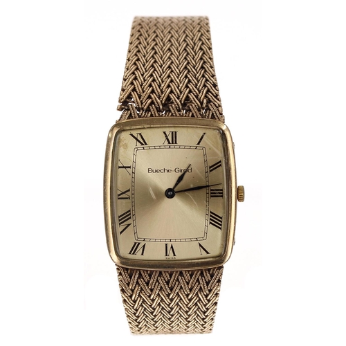 63 - Beuche-Girod 9ct yellow gold gentleman's wristwatch, 68.8gm (at fault)