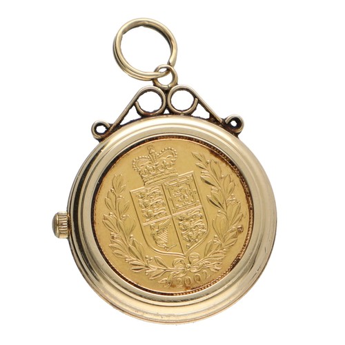 81 - Accurist Half Sovereign 9ct limited edition pendant watch, the back inset with a 2002 half sovereign... 