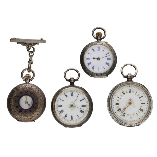 82 - Four assorted silver fob watches (two for repair) (4)