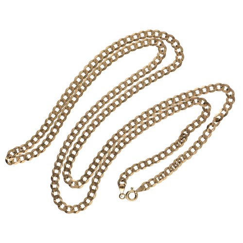 107 - 9ct flat curb link necklace, 11.2gm, 30