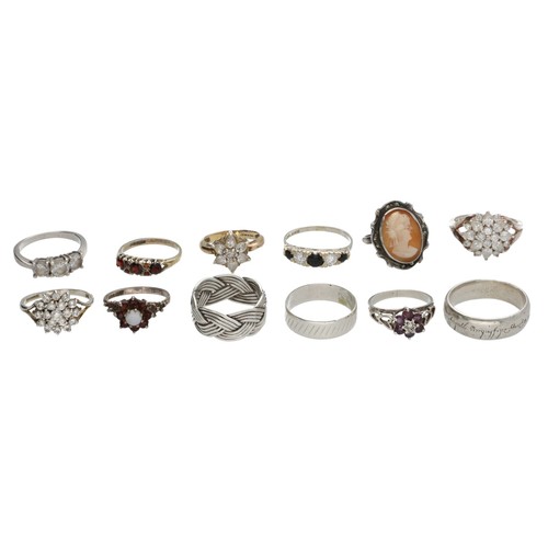 108 - Collection of twelve assorted silver rings (12)