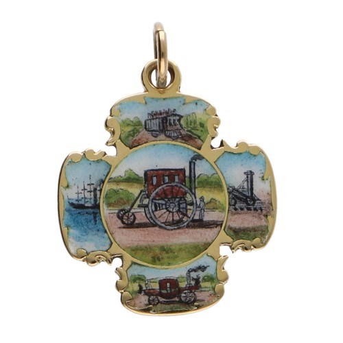 230 - 18ct and enamel 'Car & General' pendant/medallion, Birmingham 1922, inscribed verso  'Car & ... 