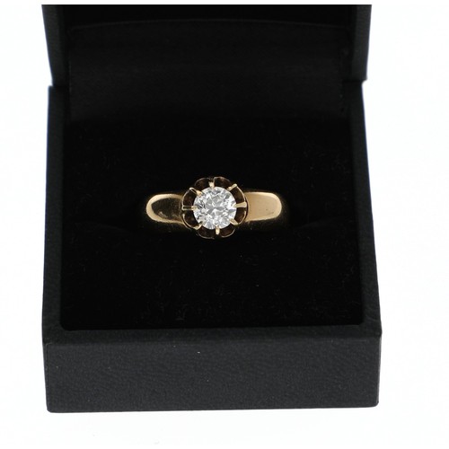 238 - Gentleman's 18ct yellow gold solitaire  diamond ring of Masonic interest, claw-set with a single rou... 