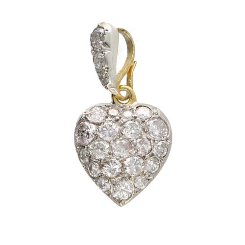 147 - Attractive modern diamond set heart pendant, round brilliant-cut, estimated 1.60ct approx in total, ... 