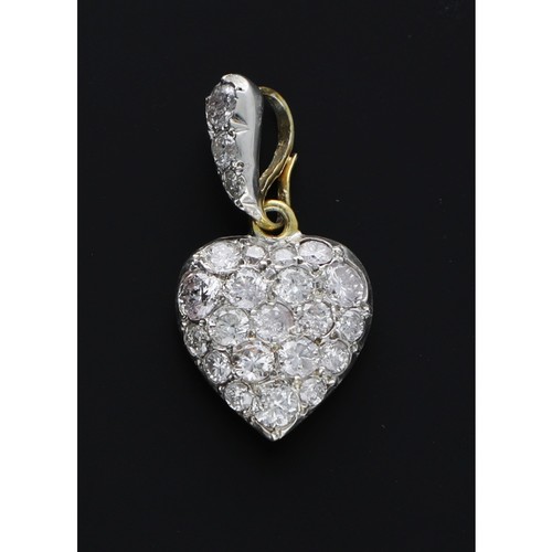 147 - Attractive modern diamond set heart pendant, round brilliant-cut, estimated 1.60ct approx in total, ... 