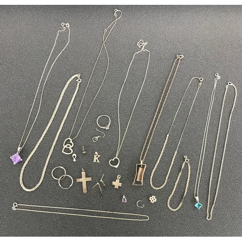 155 - Assorted silver jewellery to include necklaces, pendants, earrings, etc