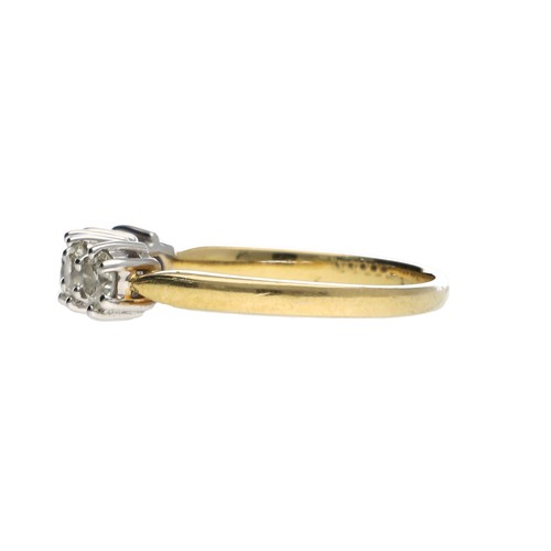 183 - 18ct yellow gold five stone diamond ring, round brilliant-cuts, 1.00ct approx in total, clarity SI1-... 