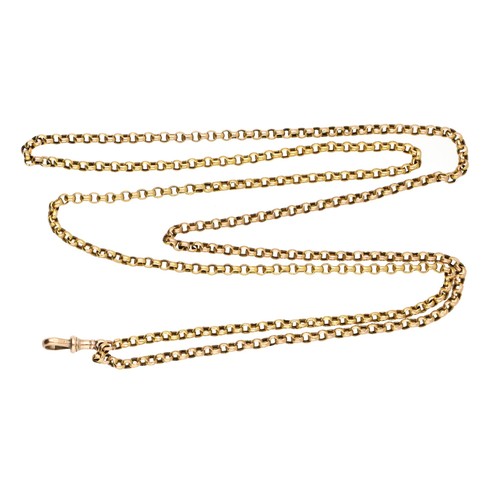 214 - 9ct yellow gold belcher guard chain, 16.1gm, 40