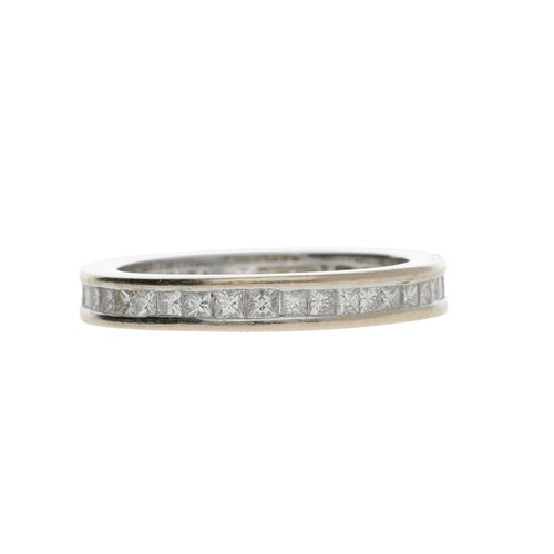 240 - 18ct white gold princess-cut full diamond eternity ring, width 3.5mm, 4.1gm, ring size N... 