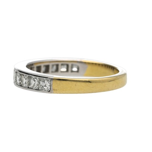 306 - 18ct bicolour princess-cut diamond half eternity ring, 0.75ct approx in total, width 3mm, 4.2gm, rin... 