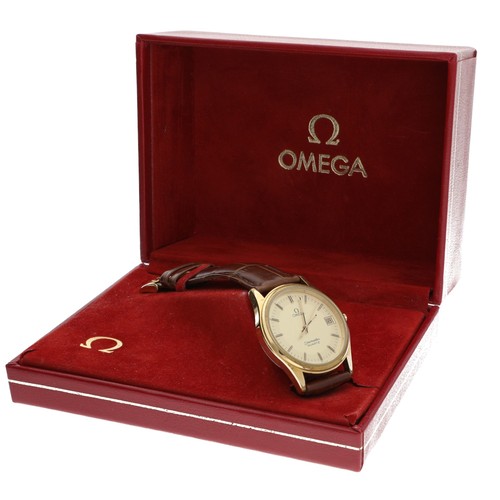 10 - Omega Seamaster Quartz gold plated and stainless steel gentleman's wristwatch, circular champagne di... 