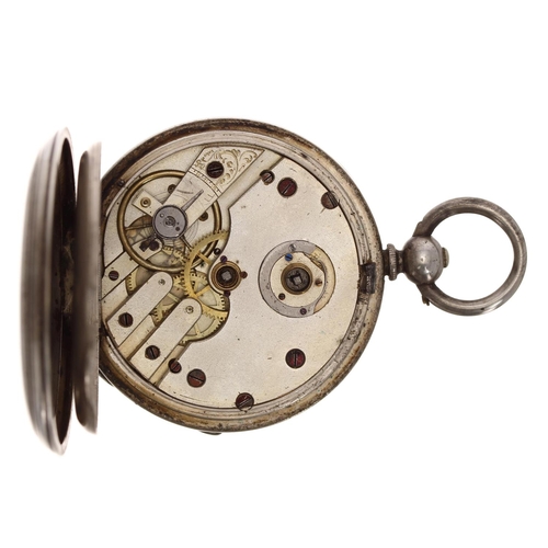 84 - Silver cylinder engine turned pocket watch, hinged cuvette signed Davies & Sons, Carmarthen &... 