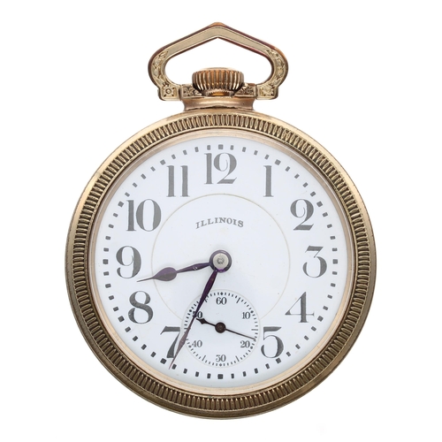 863 - Illinois Watch Co. gold plated lever set pocket watch, circa 1924, signed 19 jewel adjusted 3 positi... 