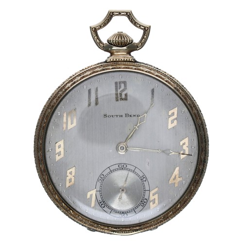 870 - South Bend Watch Co. gold plated lever dress pocket watch, circa 1924, signed 429 19 jewel adjusted ... 