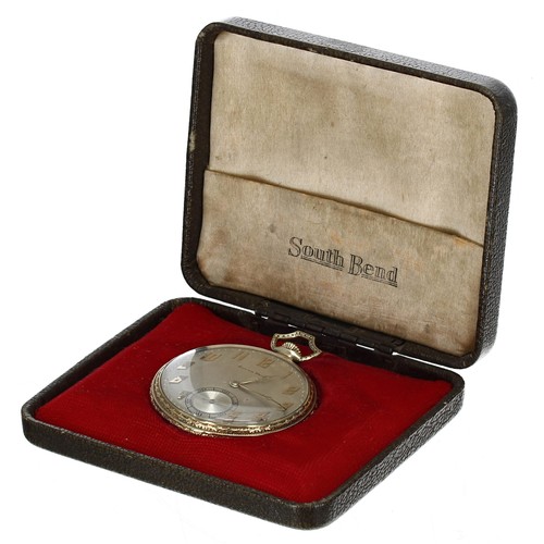 870 - South Bend Watch Co. gold plated lever dress pocket watch, circa 1924, signed 429 19 jewel adjusted ... 