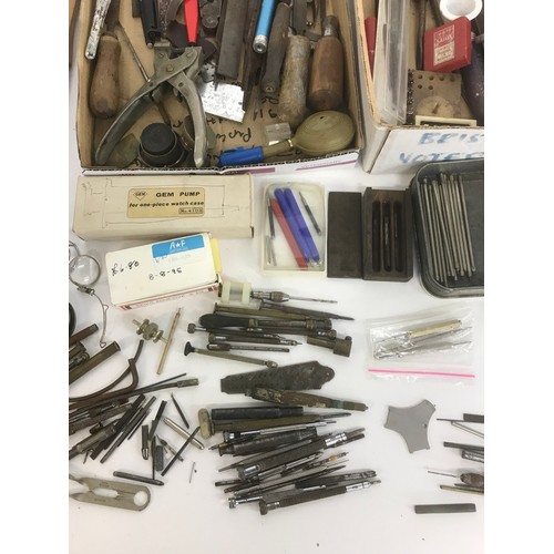 834 - Quantity of assorted tools from a watchmakers workshop to include screwdrivers, pliers, files etc... 