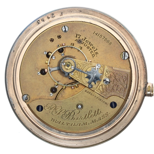 886 - American Waltham 'P.S. Bartlett' gold plated lever pocket watch, circa 1904, signed 17 jewel adjuste... 