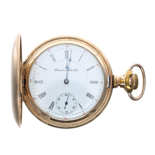 873 - Hampden Watch Co. lever set gold plated hunter pocket watch, circa 1899, signed 17 jewel movement, n... 