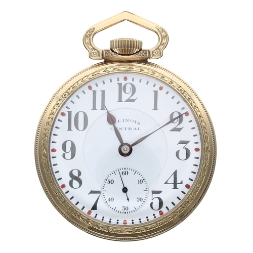 864 - Illinois Watch Co. 'Illinois Central' 10k rolled gold lever pocket watch, circa 1917, signed 17 jewe... 