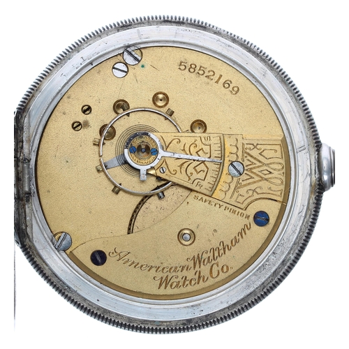 860 - American Waltham lever set hunter pocket watch, circa 1892, signed movement, no. 5852169, signed dia... 