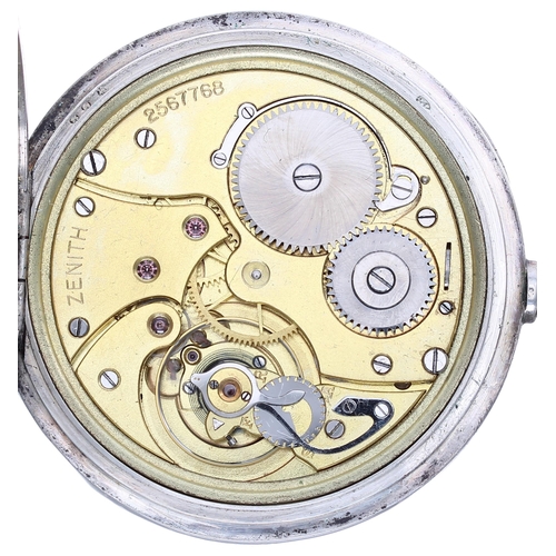 937 - Zenith silver (0.935) lever dress pocket watch, signed gilt movement, no. 2567768, with compensated ... 