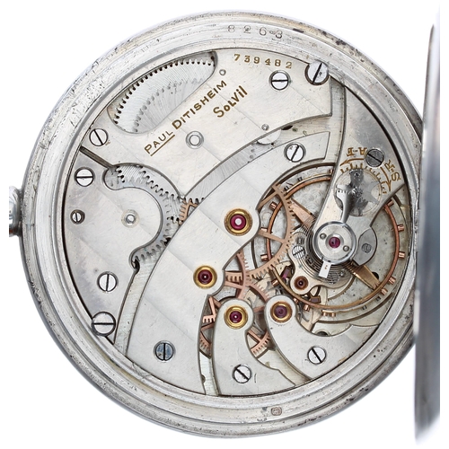 938 - Paul Ditisheim, Solvil - silver lever half hunter pocket watch, Birmingham 1923, signed movement, no... 