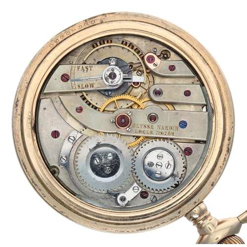 939 - Ulysse Nardin, Locke - Swiss gold plated lever set pocket watch, signed movement, no. 6742, with com... 