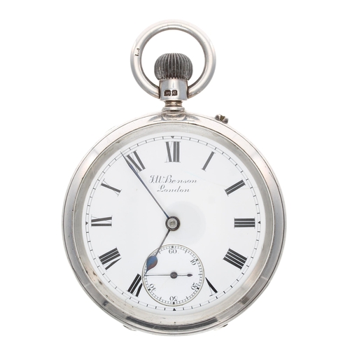 1000 - J.W. Benson 'The Bank Watch' - Edwardian silver lever pocket watch, London 1903, three quarter plate... 