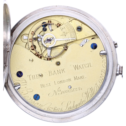 1000 - J.W. Benson 'The Bank Watch' - Edwardian silver lever pocket watch, London 1903, three quarter plate... 