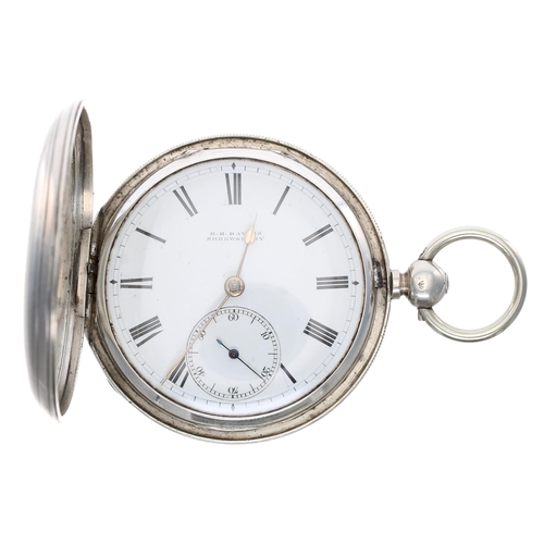 951 - E.R Davies, Shrewsbury & Wem - Victorian silver fusee lever hunter pocket watch, London 1879, si... 