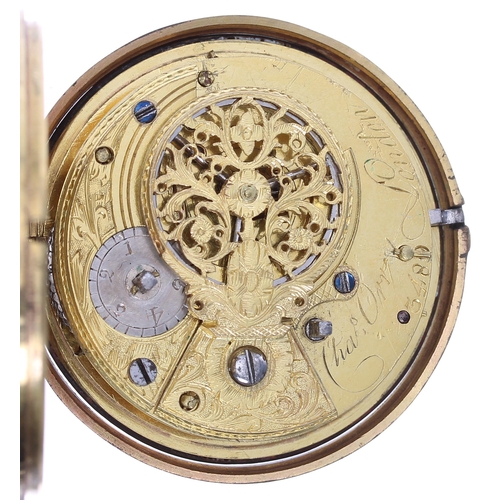 961 - Chas Orr, London - English gilt metal pair cased verge pocket watch, the fusee movement signed Chas ... 