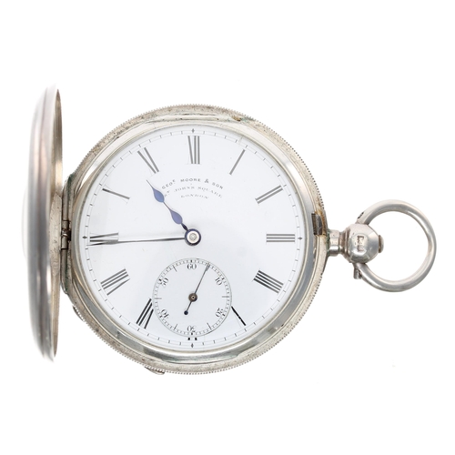 1012 - Geo’e Moore, Clerkenwell - early 20th century silver fusee lever half hunter pocket watch, London 19... 