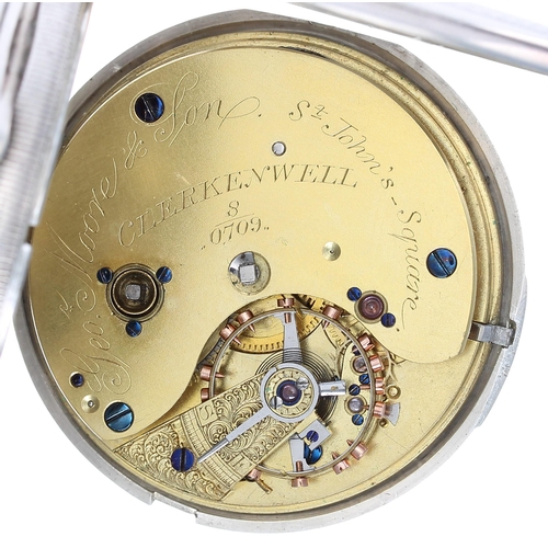 1012 - Geo’e Moore, Clerkenwell - early 20th century silver fusee lever half hunter pocket watch, London 19... 