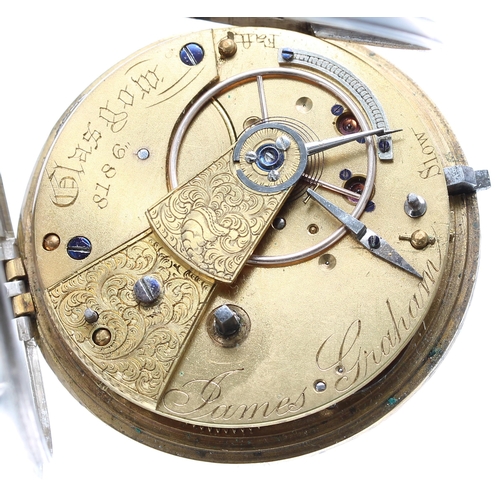 1013 - James Graham, Glasgow - Victorian silver fusee lever pocket watch, London 1863, signed movement, no.... 