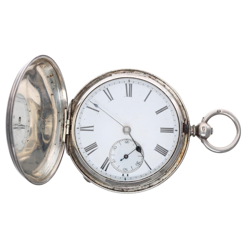 1021 - R.J. Bowman, London - Victorian silver fusee lever hunter pocket watch, London 1881, the movement si... 