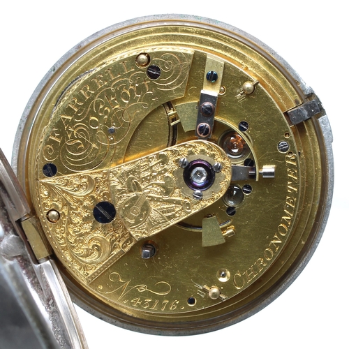 935 - Farrell, Gosport - George IV silver pair cased pocket chronometer, Birmingham 1828, signed  fusee mo... 