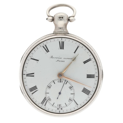 928 - Barwise, London - early 19th century English silver duplex pocket watch, London 1814, signed fusee m... 