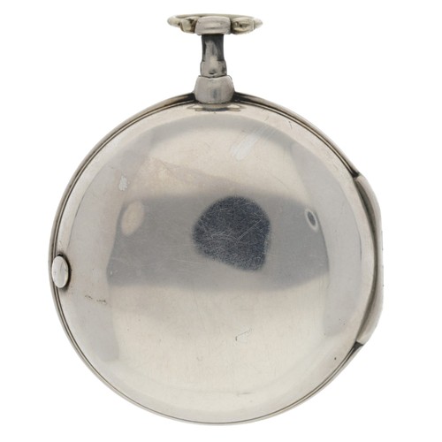 973 - Jon Pallisone, London - George III silver pair cased verge pocket watch, London 1797, signed fusee m... 